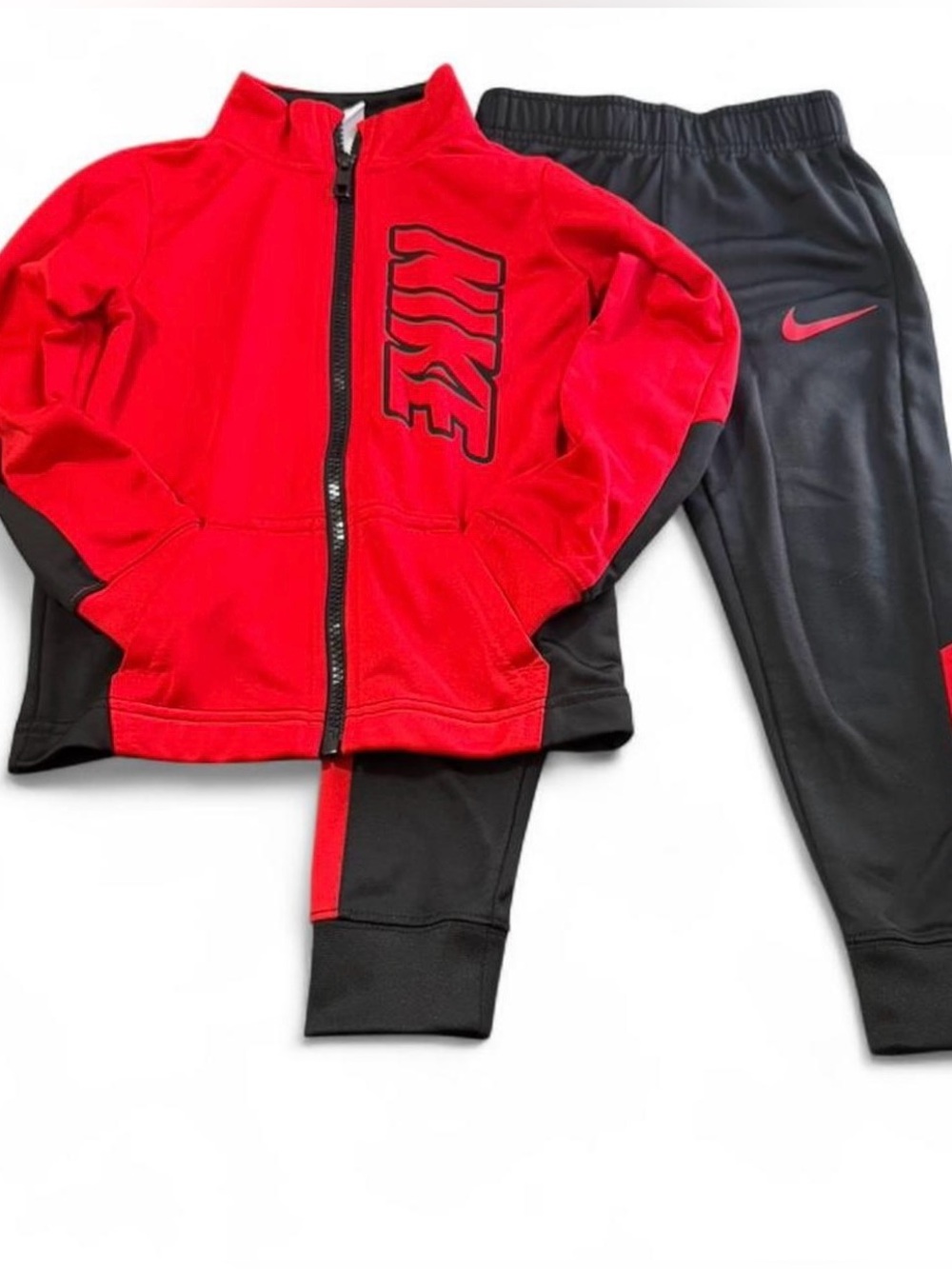 Nike Kids Size 4 Red Black Athletic Hoodie Jogger Set